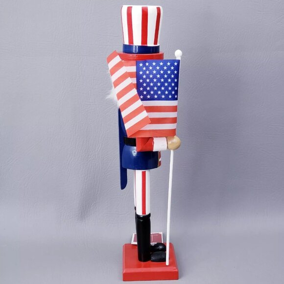 PATRIOTIC July 4th NUTCRACKER UNCLE SAM Top Hat Flag Red White Blue - Picture 8 of 16